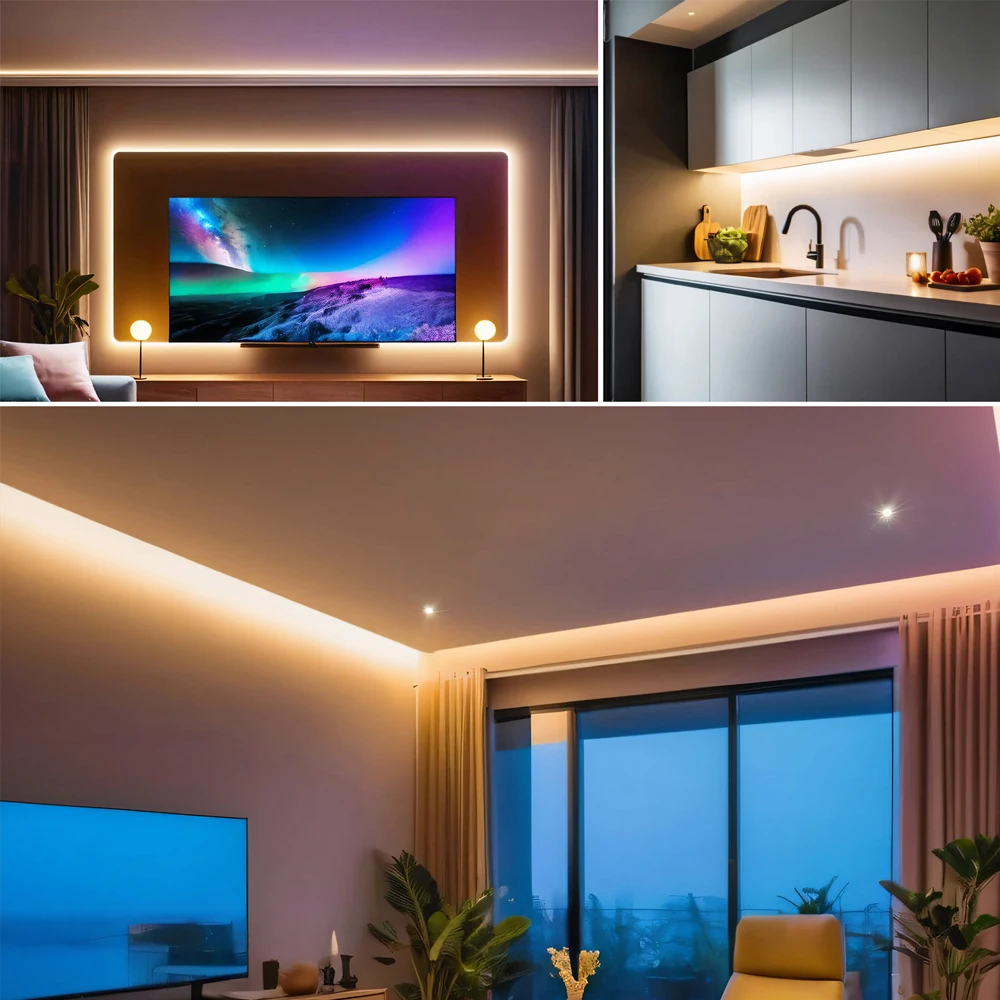 Flexible LED Light Strip with Adhesive Tape - IP55, No Power Required, Enhanced Home Lighting
