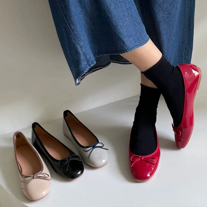 Shallow Female Soft Round Toe Ladies Flats With Shoes Slides Footwear Fashion Butterfly-Knot Women Ballet Flats Dance Shoes 5