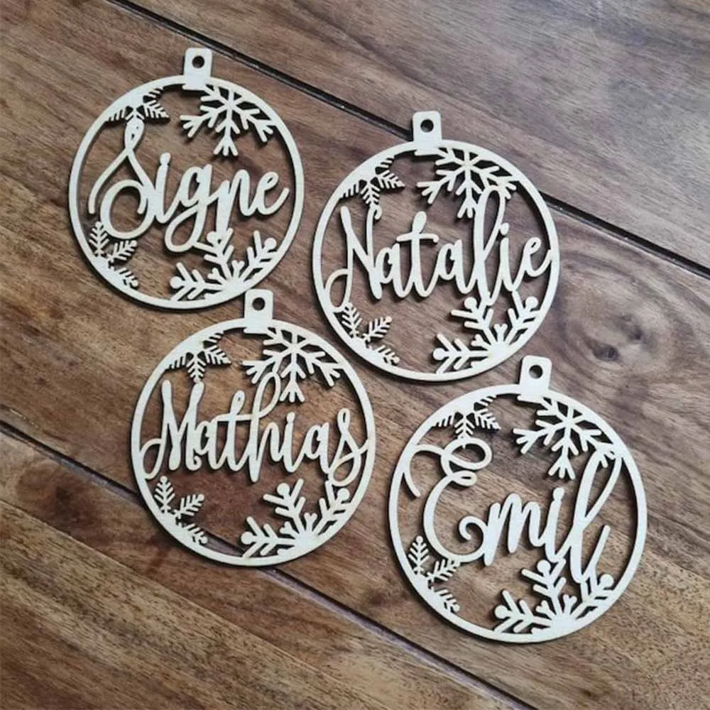 

Personalized Laser Cut Christmas Tree Baubles Custom Gift Tags With Year and Name Decor