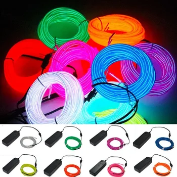 유연한 네온 조명 EL 발광 케이블, 방수 파티 DIY 분위기 장식 조명, LED 스트립, USB 포함, 1m, 3m, 5m