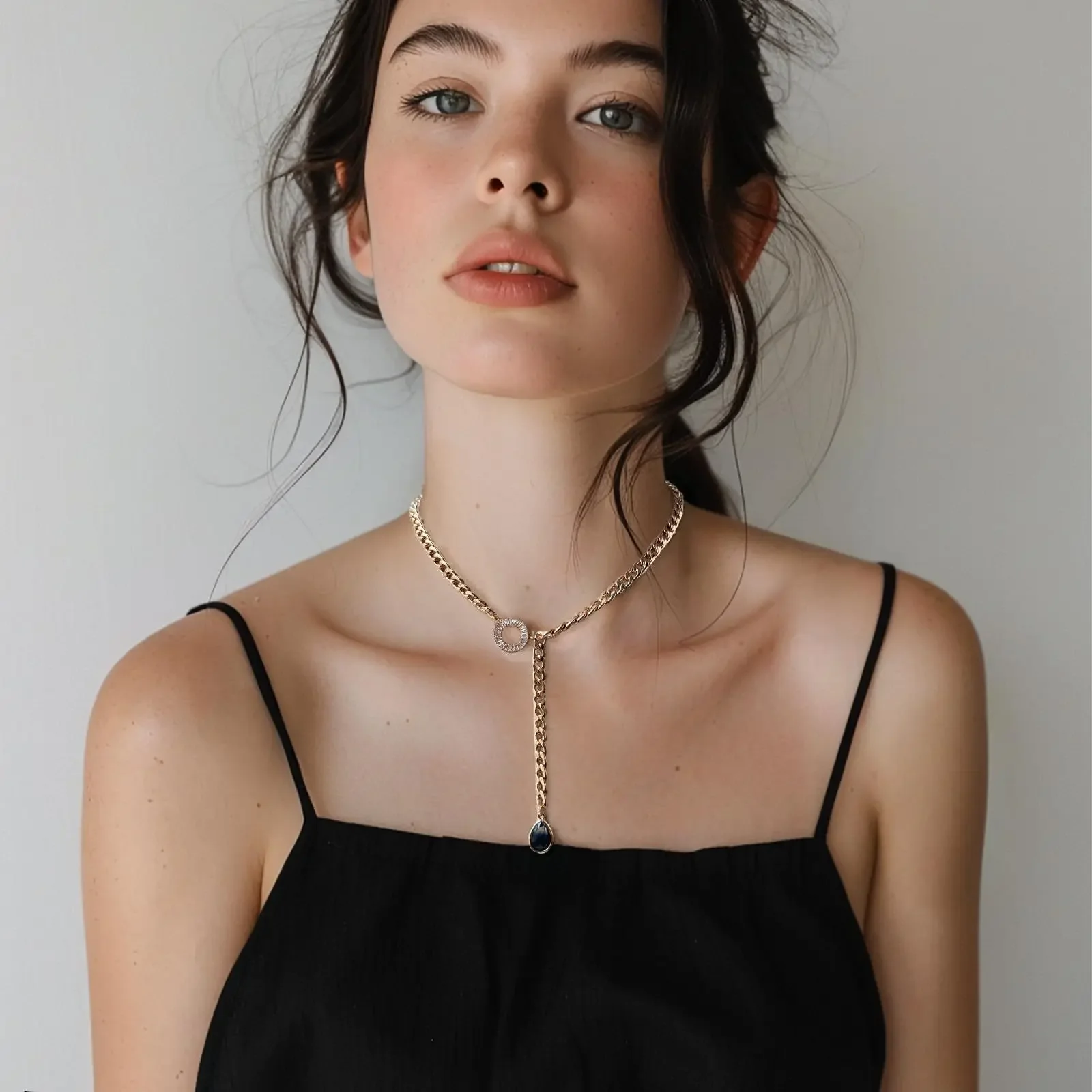 Boho Gold Long Chain Necklace Choker Multicolour Natural Stones Beads Irregular Elegant Jewellery Wedding Party Birthday Gifts