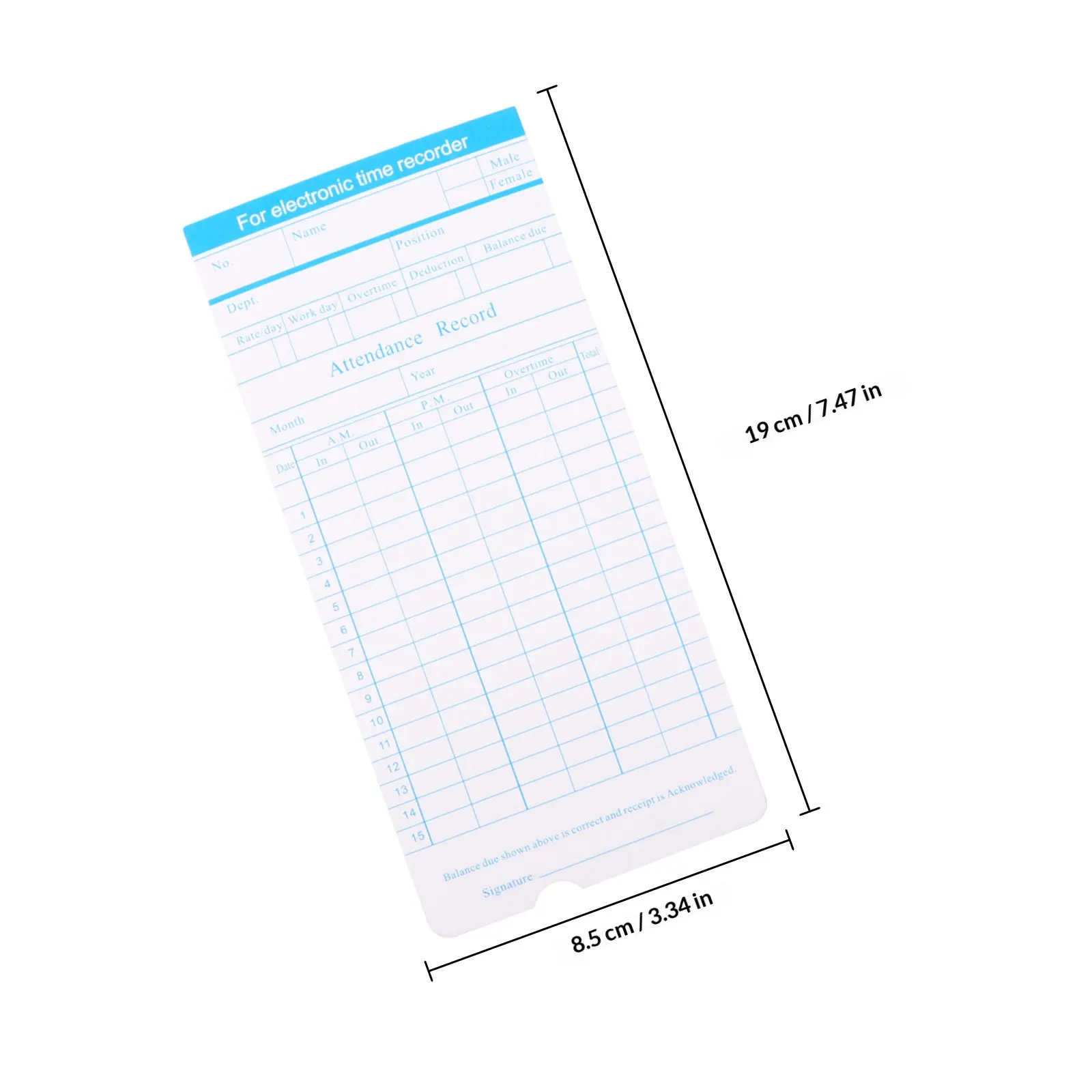 1세트 월별 형식 시간 카드 용지 부드러운 작동 간단하고 편리한 사무실 출석 추적용 양면 사용