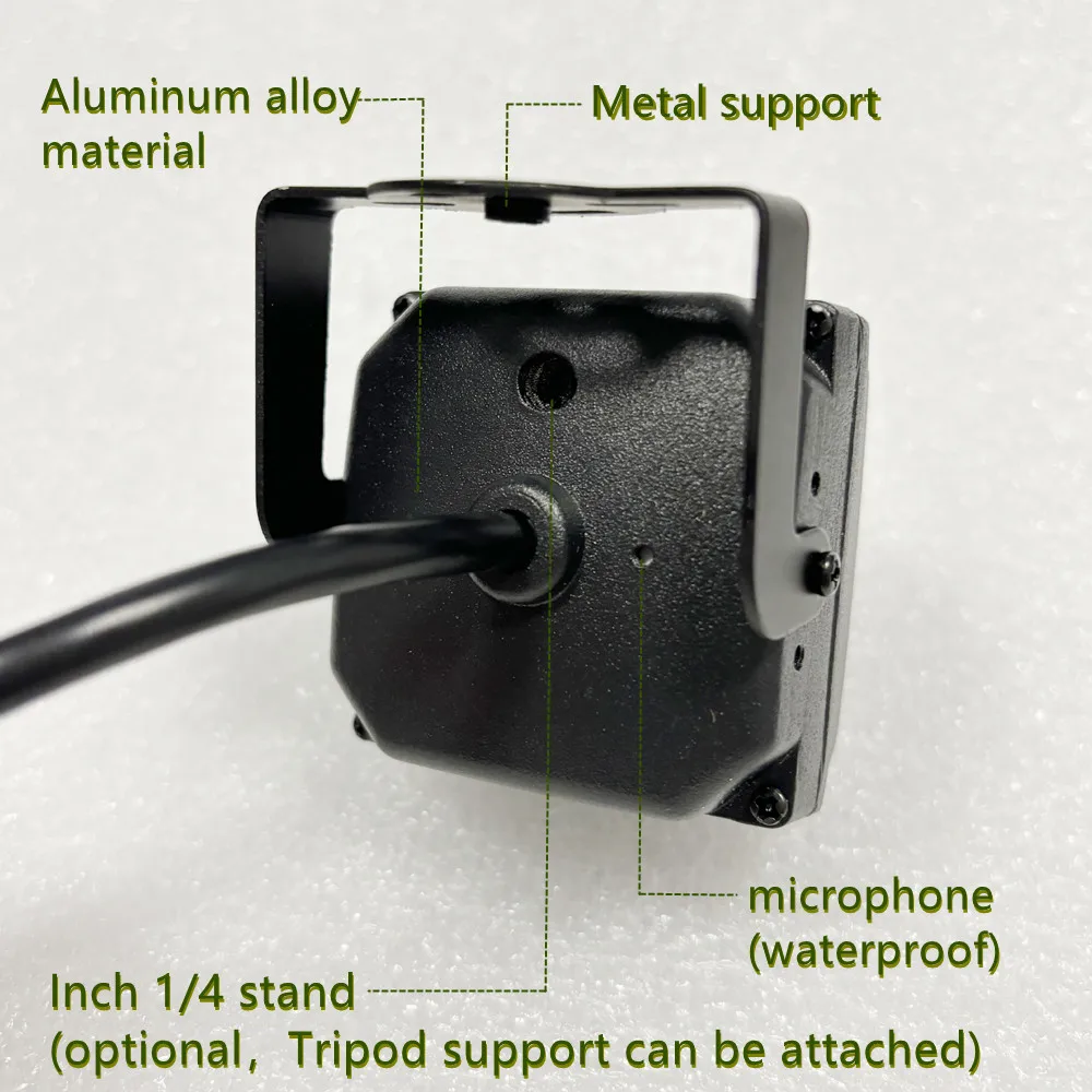 Camera size diagram showing dimensions and mounting layout