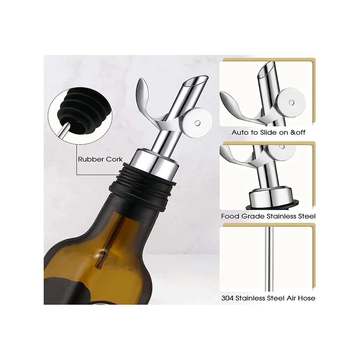 

Weighted Stainless Steel Pourers Olive Oil Dispenser Spout Liquor Bottles Pourers Auto Flip Oil Dispenser (Gold, 12Pcs)