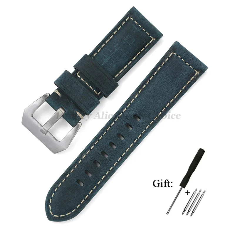 Premium Genuine Leather Watch Band - High Quality Cowhide Crazy Horse Strap for Men, Sport Bracelet Watchband, Available in Various Sizes