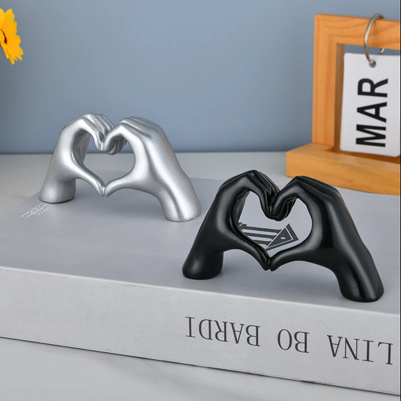 Gold Decoration, Heart Hand Statue Living Room Bedroom Decoration, Love Finger Modern Hand Gesture Sculpture Home Shelf Desktop 5 Gold Decoration, Heart Hand Statue Living Room Bedroom Decoration, Love Finger Modern Hand Gesture Sculpture Home Shelf Desktop 5