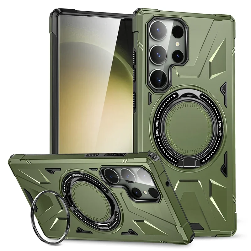 Magnetic Ring Holder Protective Stand Case with Kickstand Feature
