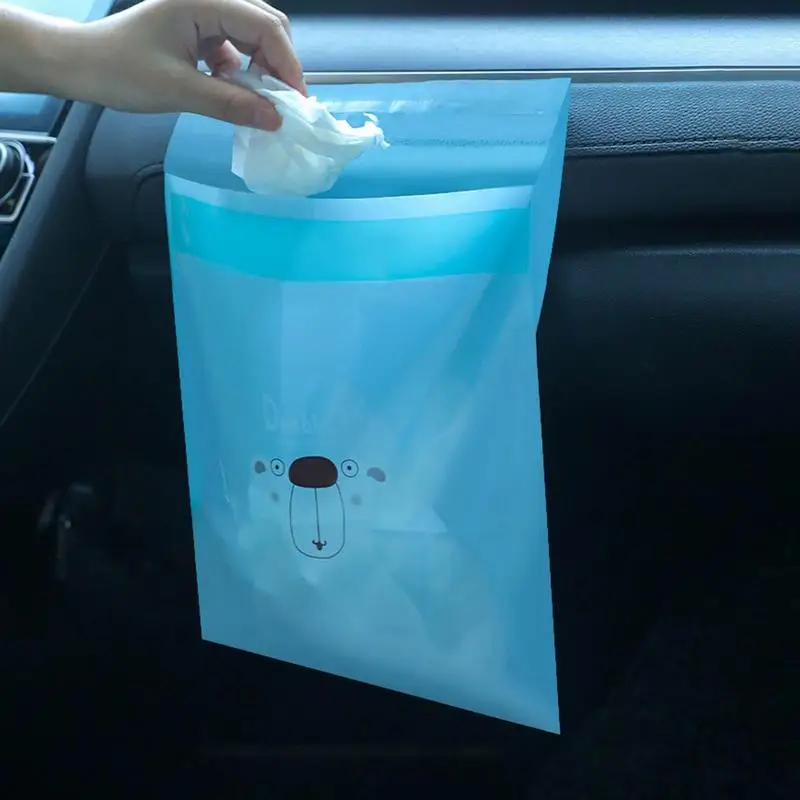 Car Trash Bag 15pcs Multi-Purpose Easy Stick-On Self-Adhesive Garbage Bag Water-Proof Leak-Proof Self-Adhesive For Vomit Car