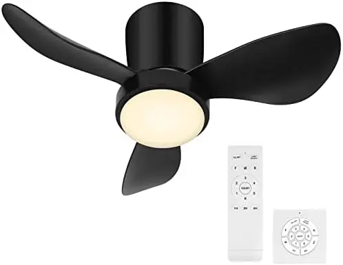 Wood  with Lights and Remote 24''LED 18W Modern Low Profile  Adjustable Color Black Flush Mount  for Bedroom Kitchen Din Luces l