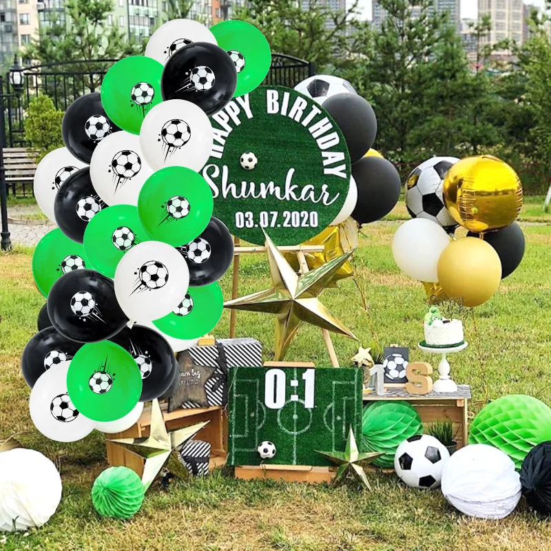 12pcs Soccer Party Latex Balloons 12" Football Print Helium Balloon Kids Toy Boy Sports Theme Birthday Party Decoration Supplies