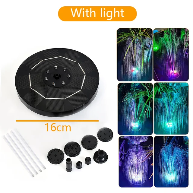 Colorful LED Solar Water Fountain Pool Pond Waterfall Garden Decoration Outdoor Bird Bath Solar Powered Fountain Floating 1