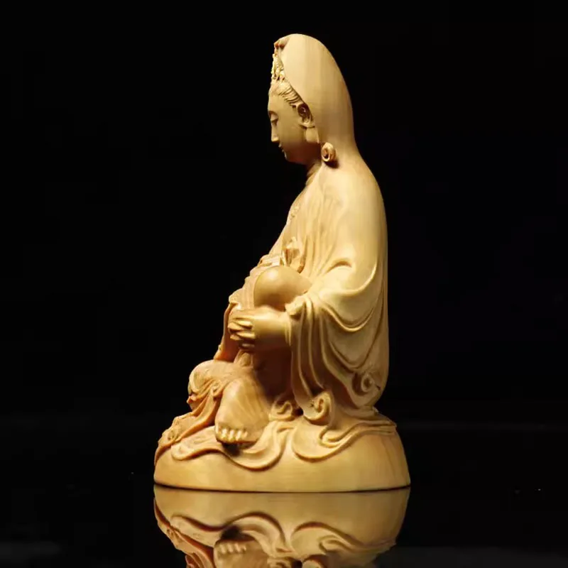 Huangyang wood carving, car ornaments, home decoration crafts, gifts, wooden carvings, Buddha statues, Guanyin Bodhisattva