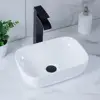 Elegant Modern 14" White Ceramic Bathroom Vessel Sink Above Counter Oval Small Vanity Bowl Wash Basin 2