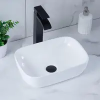 Elegant Modern 14" White Ceramic Bathroom Vessel Sink Above Counter Oval Small Vanity Bowl Wash Basin 2