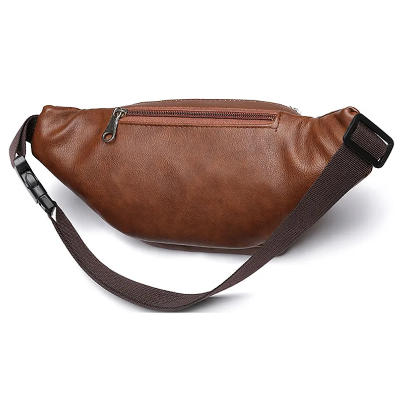 Genuine Leather Men's Chain Waist Pack - Stylish Belt Bag with Phone Pouch