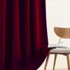 1Pcs Burgundy Linen Fabric 100% Blackout Curtains Solid Color Grommet Top Insulate Window Curtains for Home Living Room 2