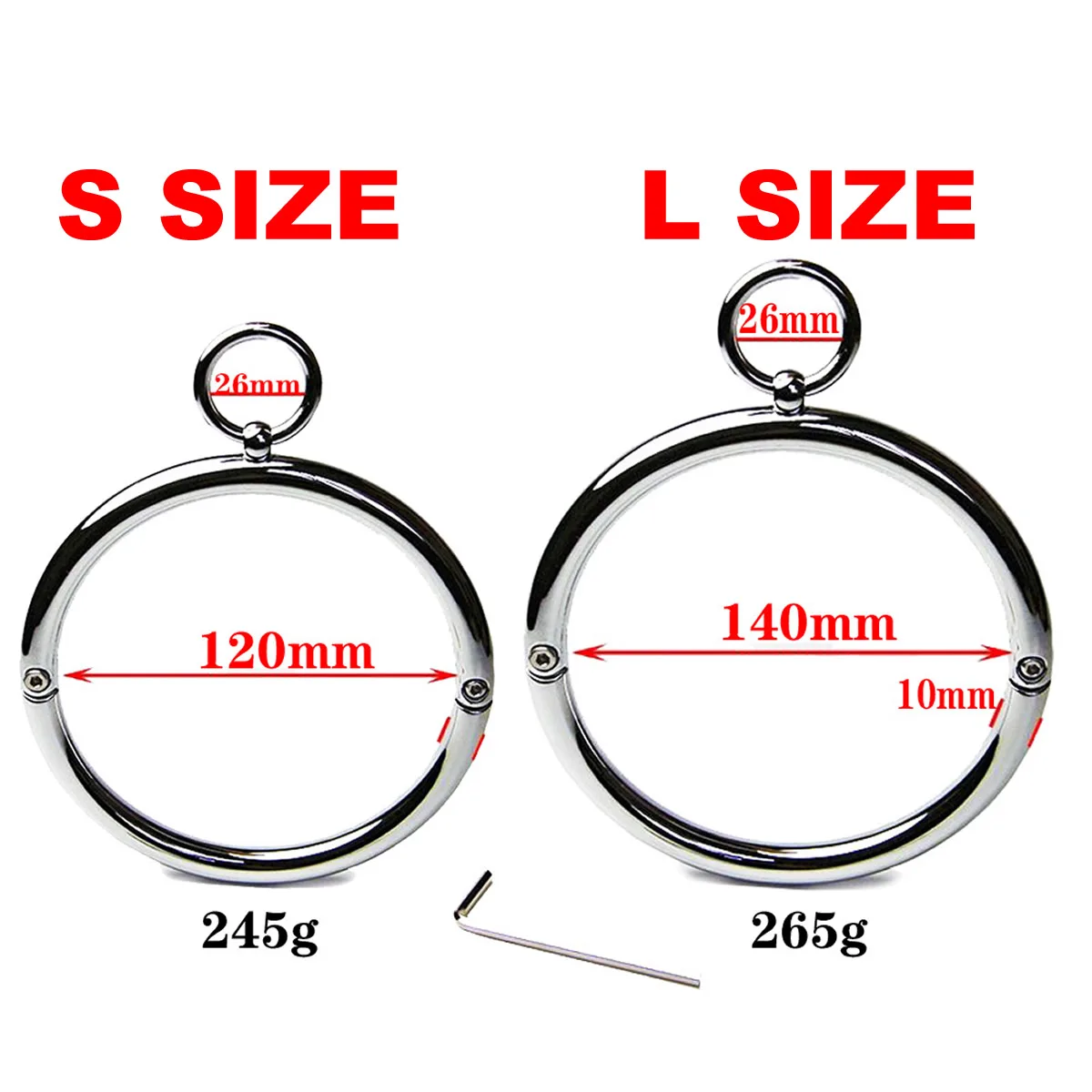 Metal Male Female Lockable Slave Neck collar Hex wrench Restraint Bondage Locking Choker O-Rings Chain Leader BDSM Couple BDSM sex toys