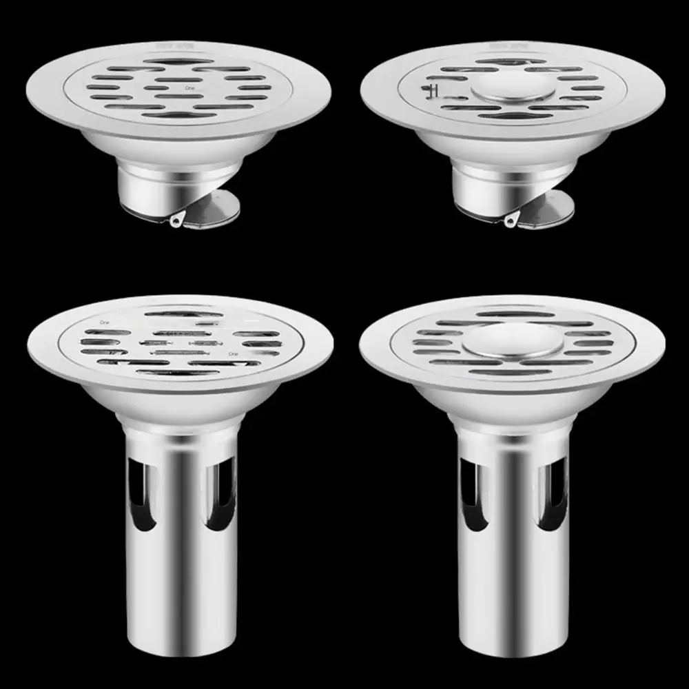 Drain Filter Drain Strainer Floor Drain Filter Shower Drain Cover with Grid Grate Cover Shower Floor Drain Backflow Preventer Square Sink Strainer Stainless steel Detectable drain filter