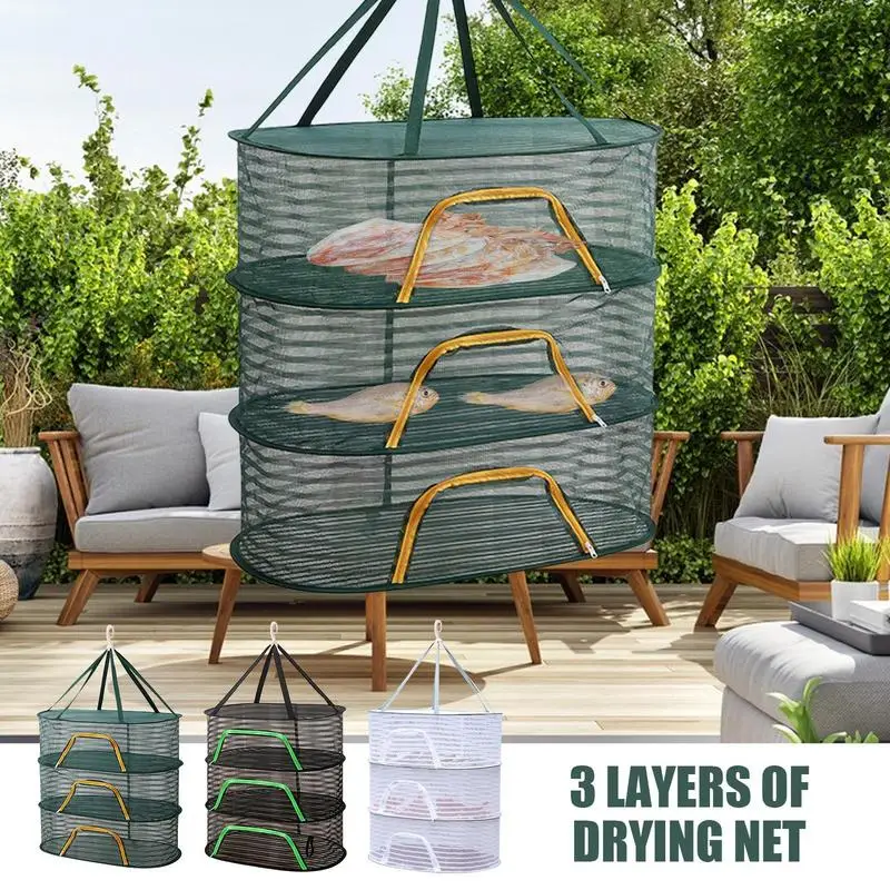 Sun Drying Rack For Food 3 Layers Foldable Dryer Rack With Zippers Large Portable Vegetable Drying Rack For Fruits Plants 2