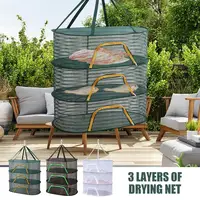 Sun Drying Rack For Food 3 Layers Foldable Dryer Rack With Zippers Large Portable Vegetable Drying Rack For Fruits Plants 2