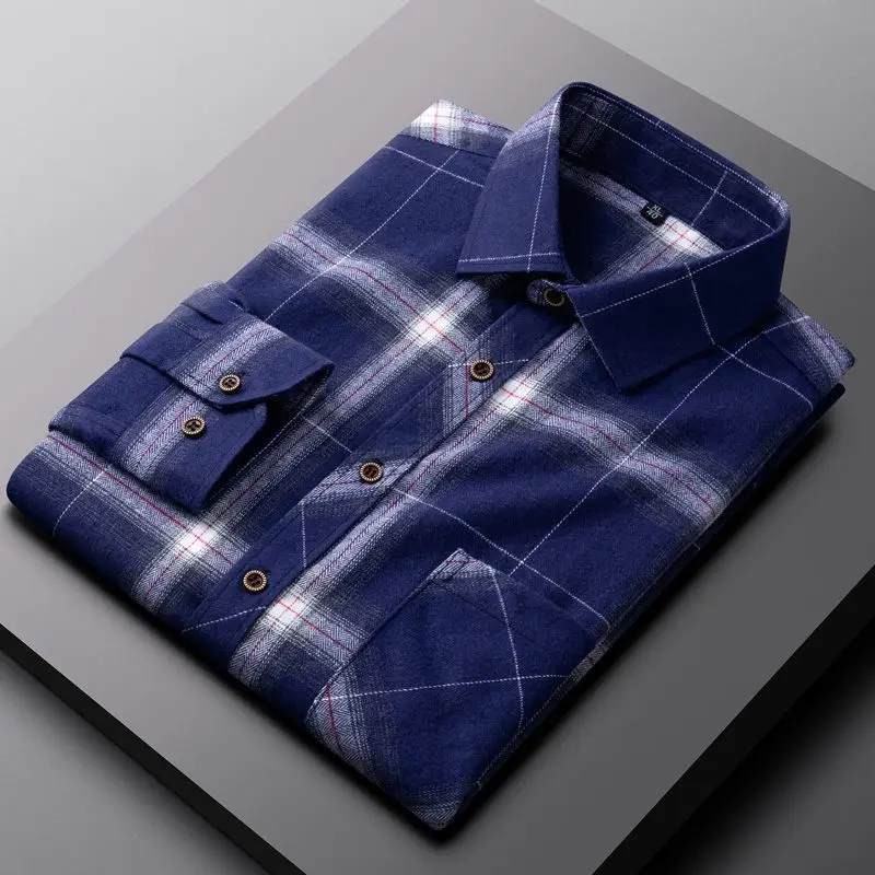 2024 Spring and Autumn Korean Edition Fashion Trend Polo Collar Color Block Checkered Print Casual Loose Oversize Shirt for Men
