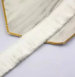 Sky Blue & Red Fringe Lace Trim - Cotton Thread Strip (2m x 4cm) for DIY Clothing, Accessories, and Home Decor (Pure white)