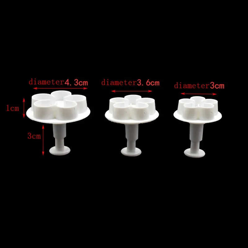 Cookie Cutter Baking Mold Cookie Mould Fondant Cutter Baking Decorating Tools 3Pcs Flower Plunger Cookie Cutter DIY Blossom Flower Cake Fondant Mold Plastic Cake Decorating Tools Baking Accessories