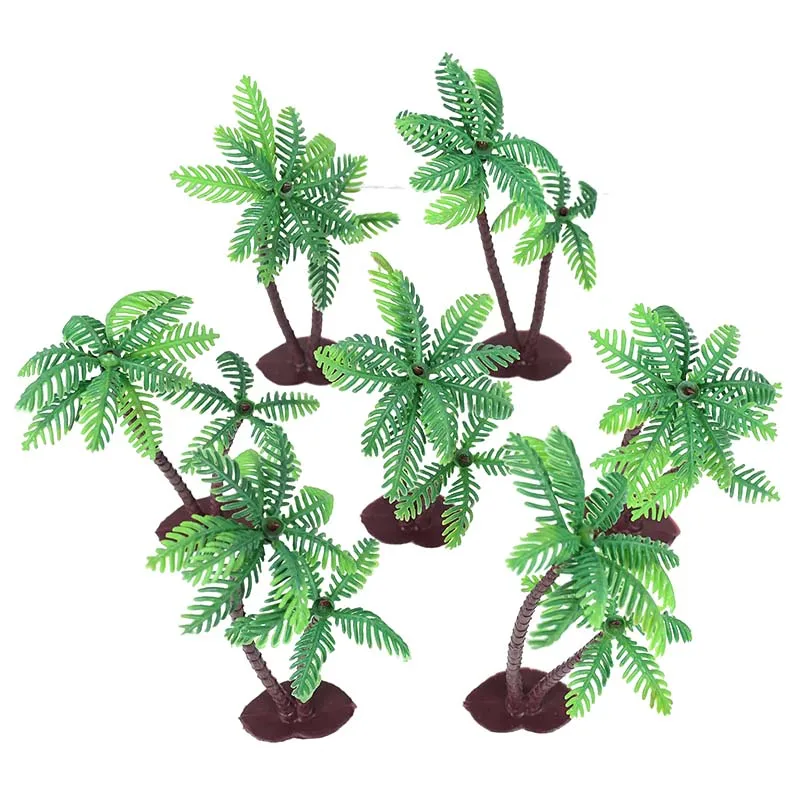 5/10 Stück Kunststoff Grüne Palme Kokosnüsse Cupcake Topper Miniatur Palme Figuren Geburtstag Party Kuchen Topper Dekor – Detail 9