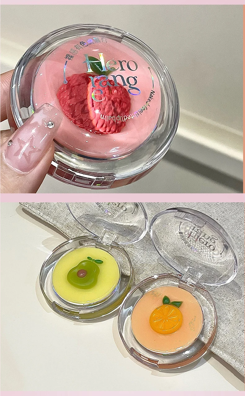 Fruit 2-in-1 temperatuurveranderende lippenstift make-up plaat met dubbele laag transparante basis, hydraterende lippenbalsem en actieve lippenmake-up._voghion.com