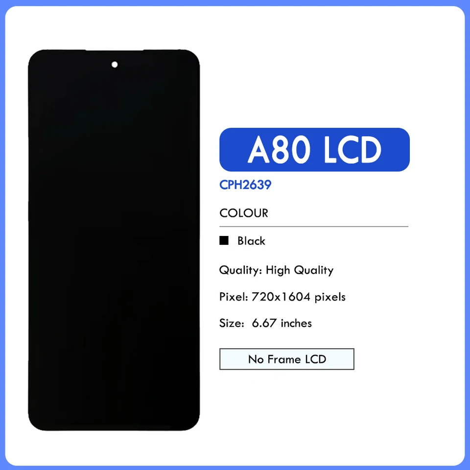 TFT Voor Oppo Reno6 5G LCD-scherm Voor Oppo Reno 6 5G Schermvervanging Voor Oppo Reno6 Touch Screen CPH2251 Digitizer Zonder Frame (Zwart, Zonder Vingerafdrukherkenning