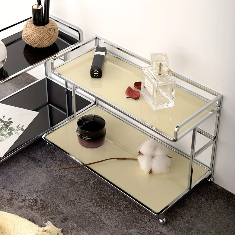 Nordic Style Acrylic Vanity Organizer, Sleek Black Countertop Display Rack for Cosmetics, Perfumes, Cup Storage 6