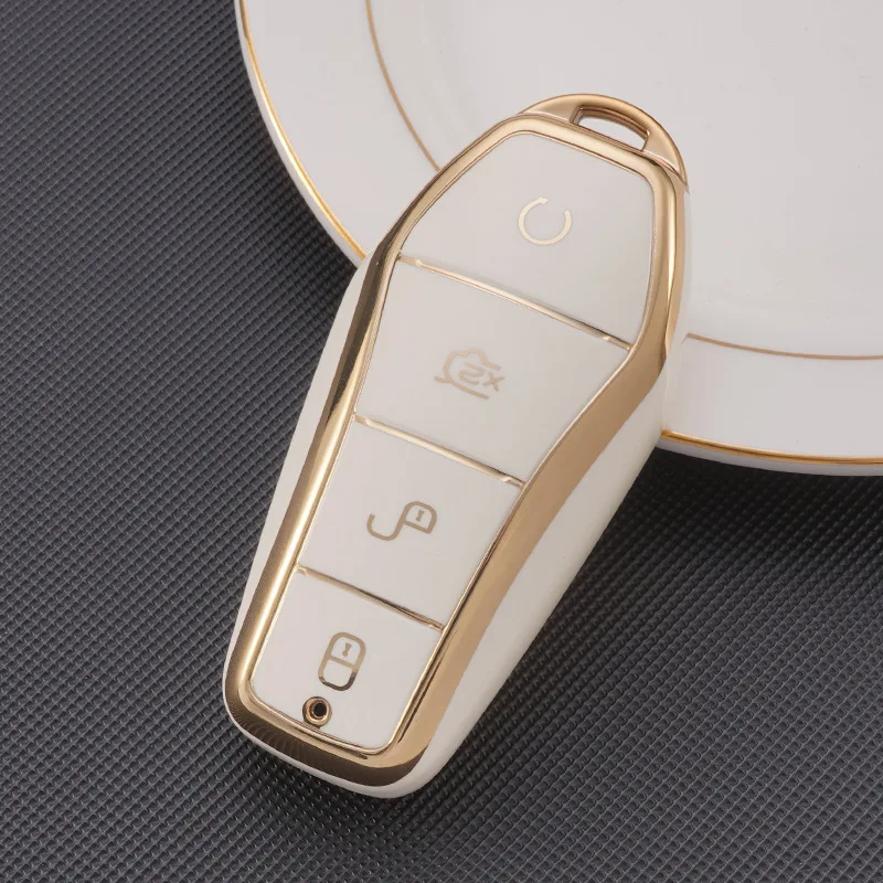 Soft TPU Car Key Case 4 Buttons Remote Control Protect Cover Durable Accessories For BYD Qin Plusdmi Atto 3 Han EV Dolphin