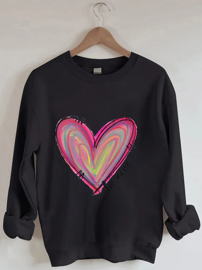 Valentine's Day Love Print Pullover Crew Neck Sweatshirt Oversized Sweat Shirt Girls Casual Sweaters Comstylish Soft Hoodies