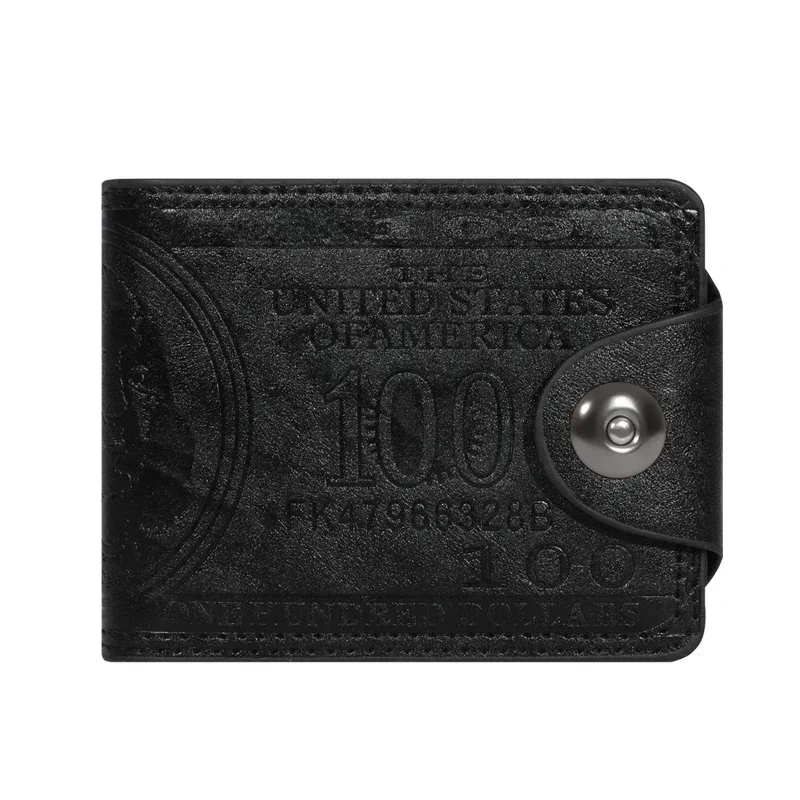 Men's Leather Wallet with 100 Dollar Design - Large Capacity, Fashionable Photo Card Holder