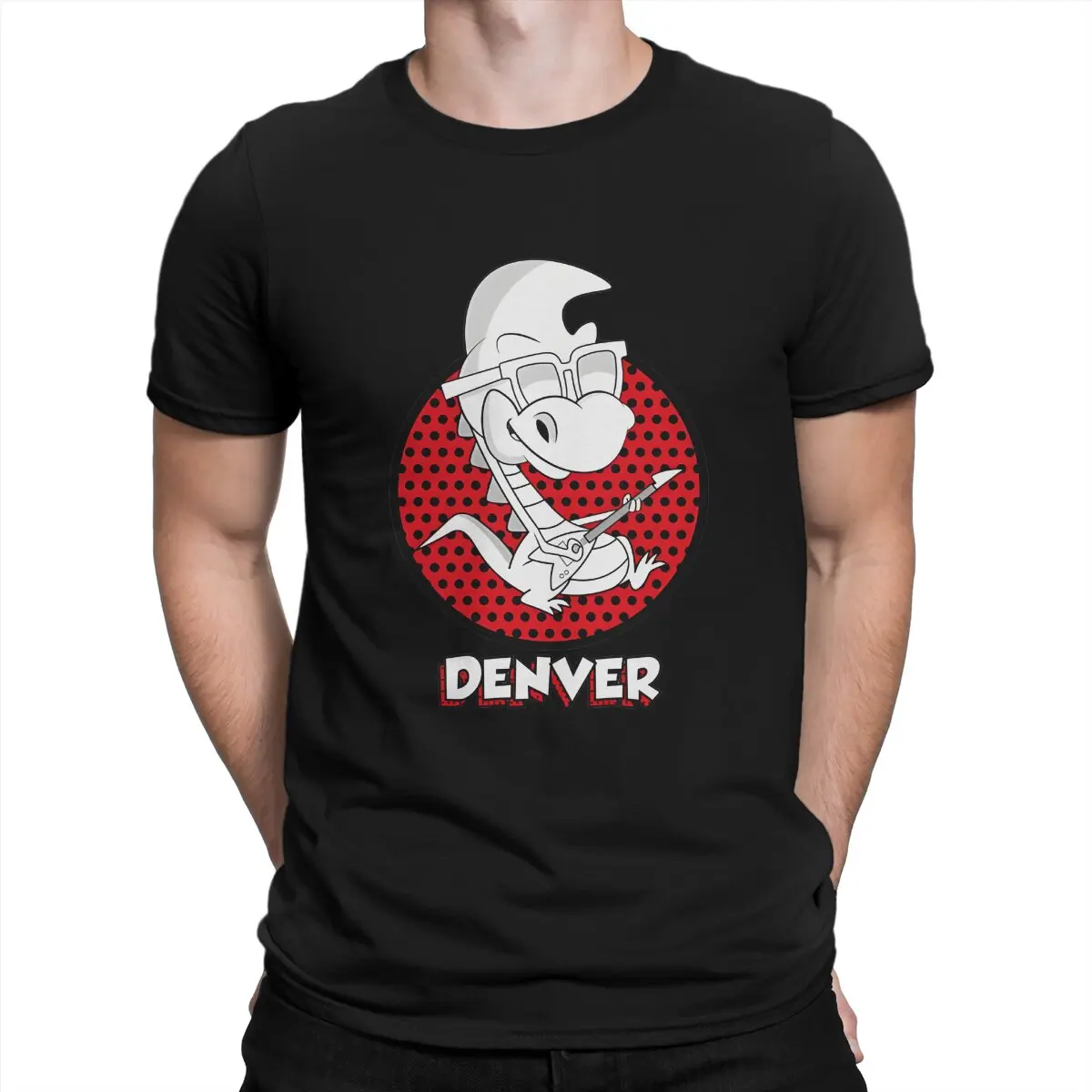 

Novelty Guitar T-Shirt for Men Round Collar Pure Cotton T Shirt Denver Short Sleeve Tees Gift Clothing