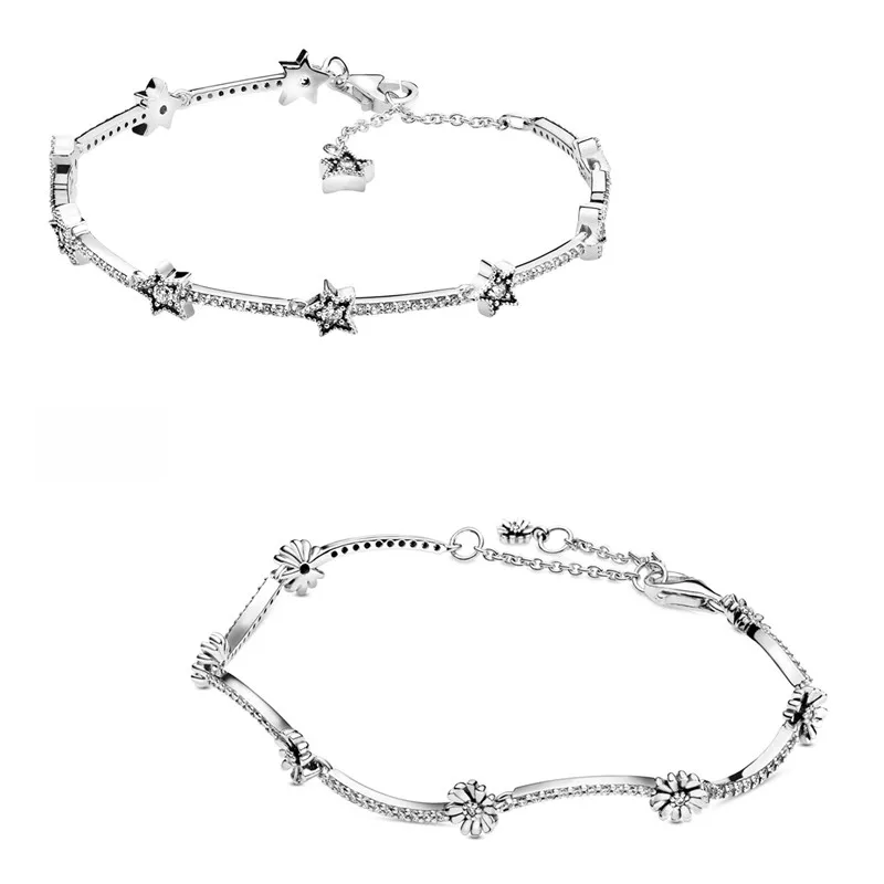 

Original Moments Celestial Stars With Crystal Bracelet Bangle Fit Women 925 Sterling Silver Bead Charm Fashion Jewelry