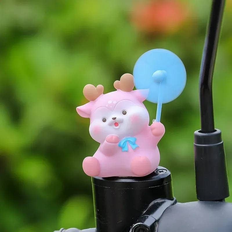 Cartoon Children Bike Handlebar Decorations Novelty Bike Decoration with Stretchable Strap Cute Pink Pig Propeller Bicycle Decor