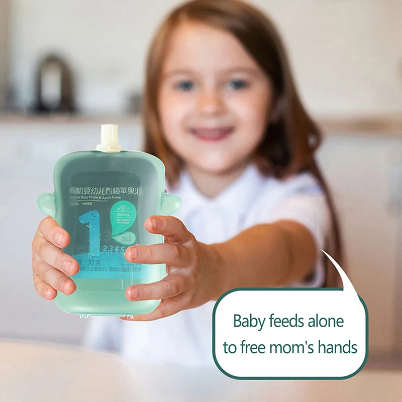 Self-Feeding Baby Food Pouch Holder No Squeeze No Spill Mess Reusable Container For Baby Led Weaning baby food storage containers food pouch
