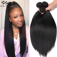 UNice Hair Yaki Straight Hair Bundles 3PCS Deal 100% Human Hair 10A Grade Natural Color Sew In Bundles Quick Weaves 1