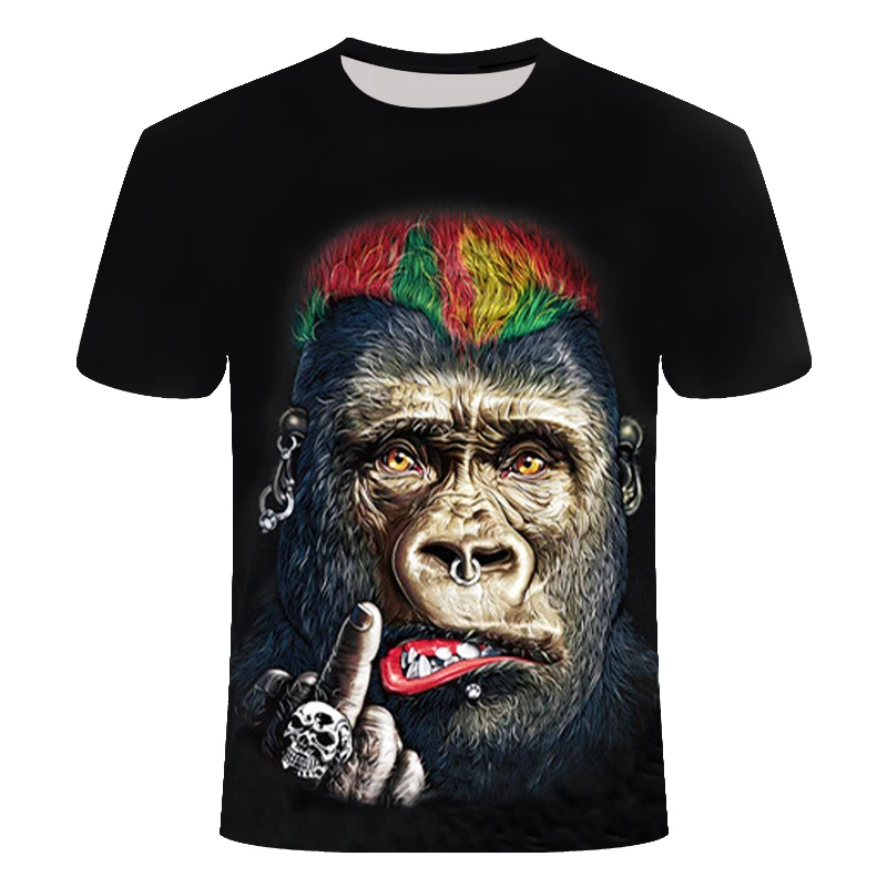 

New Hip-hop Funny Animal Dog/Monkey Funny 3D Printing T-shirt Top Men's Short-sleeved Fashion Ruffian Handsome Plus Size Shirt