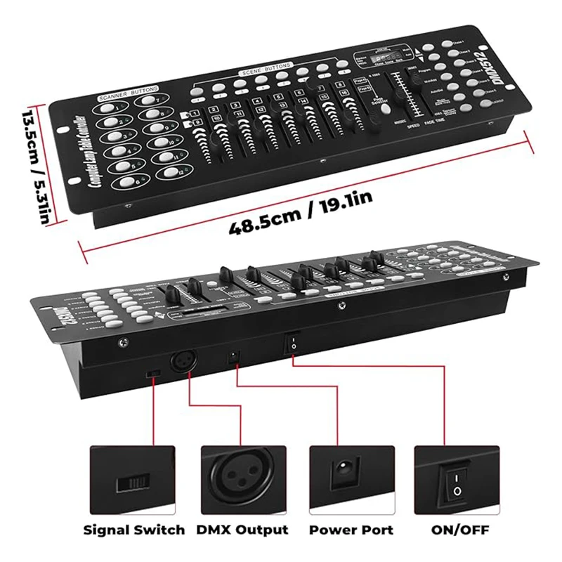 Yiflamefly AC 100-240V Black Grand Console DMX and MIDI Operator 192 Channel Light Controller for Live Concerts KTV DJs Clubs 3