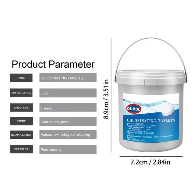 300 G Úszómedence Pezsgő Tabletták Multifunkcionális Medencetisztító Foltok Hatékony Eltávolítása Tabletta - Image 6