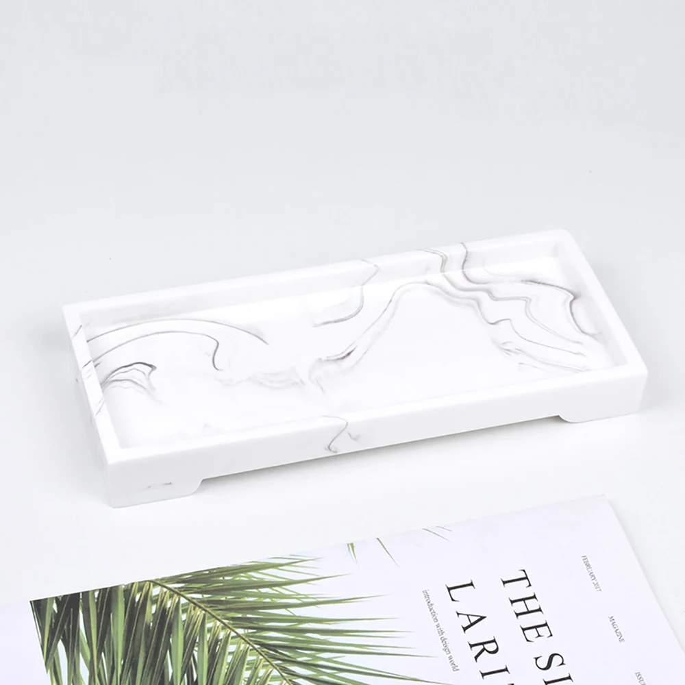Nordic Imitation Marble Resin Tray Bathroom Storage Tray Rectangular Jewelry Storage Kithen Dish Dispenser Home Decor