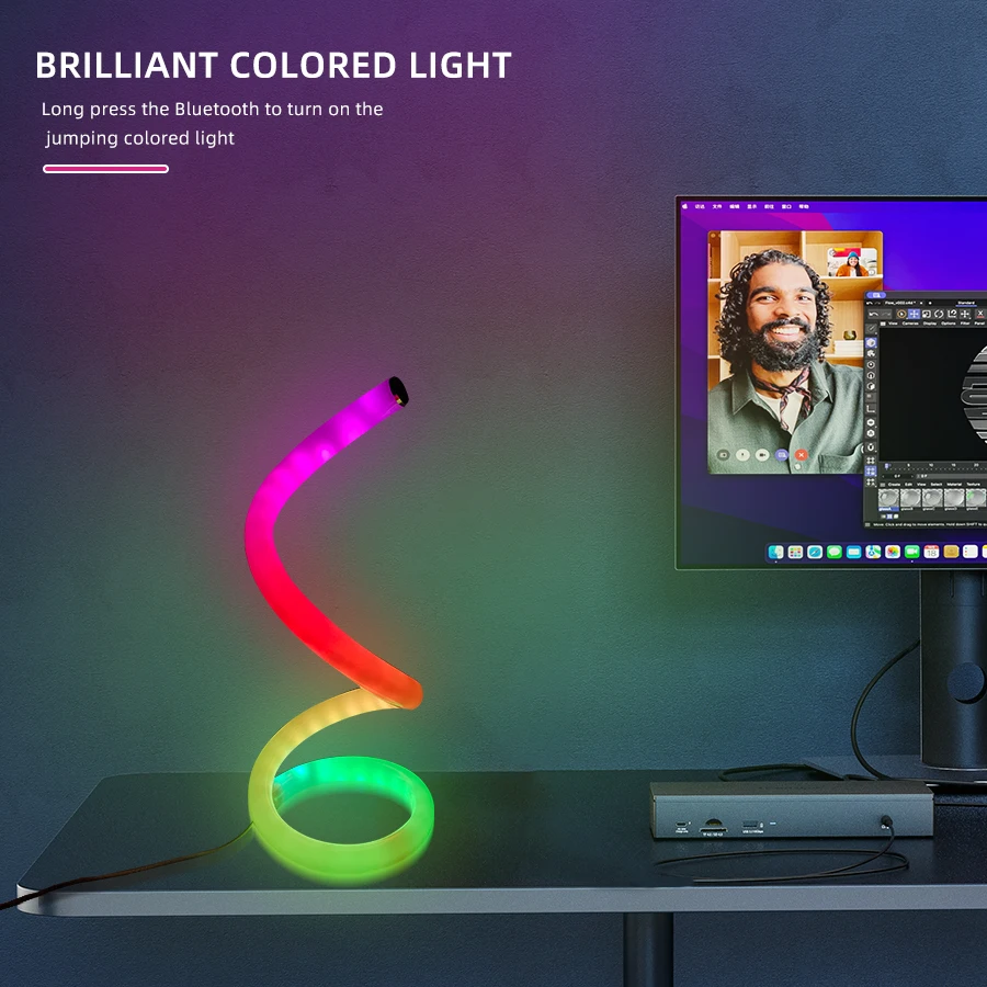 LED Romantic Light, Acrylic Full Light, Spiral RGB Light, USB Power Supply, Button Adjustment, 36 Light Modes, Suitable For Play 3