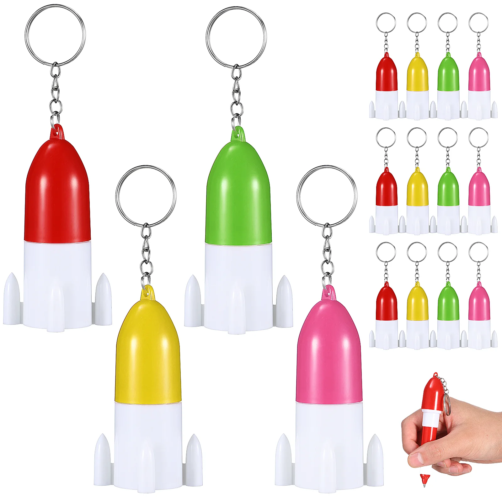 

12Pcs Retractable Ballpoint Pen Novelty Pens with Keychain Fun Pens Kids Gifts