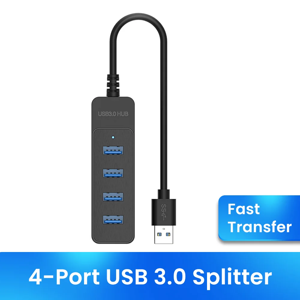 High Speed USB Hub 4 Ports USB 3.0 Type C Splitter Power Adapter Multiple Socket for PC Laptops Notebook Computer