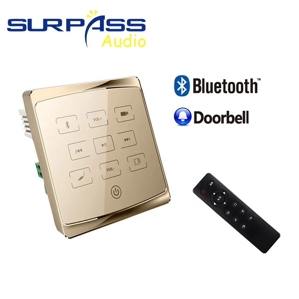 Smart Hotel Room Home Audio Bluetooth Amplifier In-wall Stereo Digital Player 86 Touch Key Background Music Controller USB TF