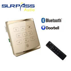 Smart Hotel Room Home Audio Bluetooth Amplifier In-wall Stereo Digital Player 86 Touch Key Background Music Controller USB TF