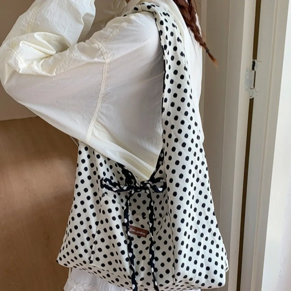 Borsa a Tracolla Retrò a Pois, Stampa Leopardata, Stile Casual, Borsa Tote Reversibile, Grande Capacità, Design Semplice, Borsa per il Pendolarismo - immagine 2