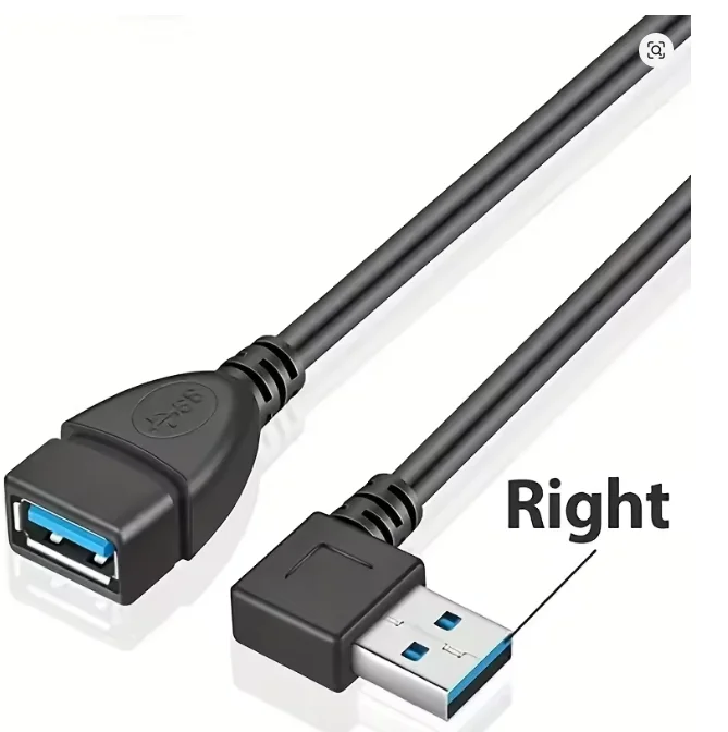 L-Shaped High-Speed USB 3.0 Extension Cable Adapter for Data Transfer & Fast Charging